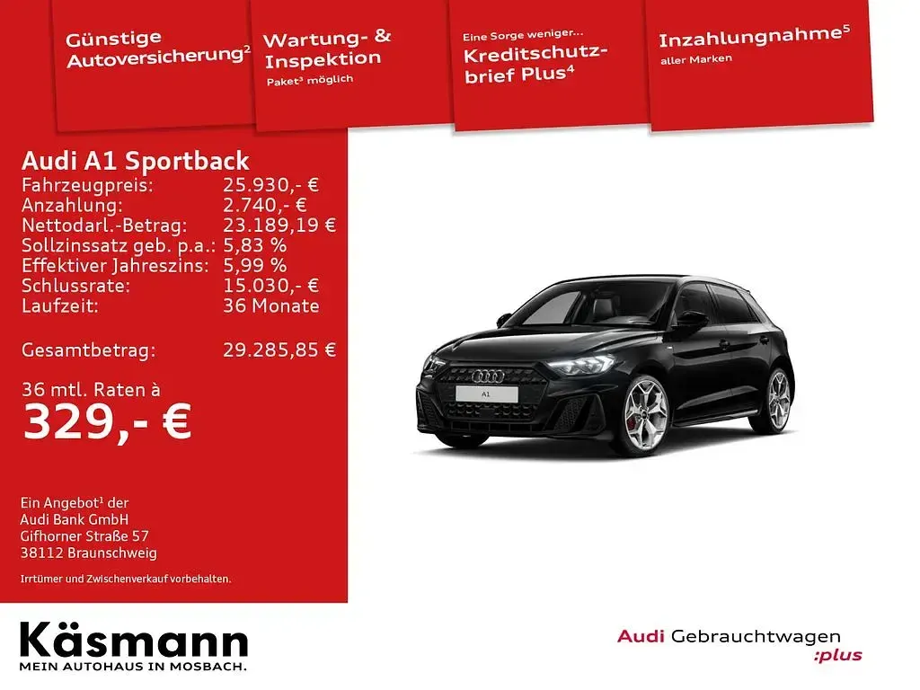 Gebraucht Audi A1 Sportback S-Line 150 PS (110 kW) 2023 Mythosschwarz metallic Kleinwagen