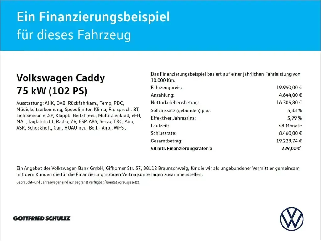 Gebraucht VW Caddy 102 PS (75 kW) 2023 Weiss Van / Kleinbus