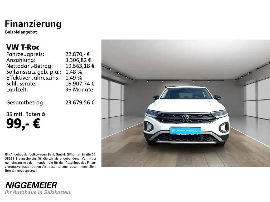 Gebraucht VW T-Roc Goal 116 PS (85 kW) 2025 Weiß SUV