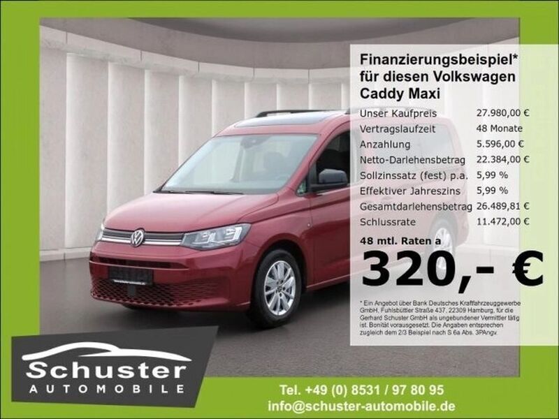 Rot Gebraucht 2022 VW Caddy Maxi Life Life Van / Kleinbus | 30.549 € (Fairer Preis) - Bild 1/4