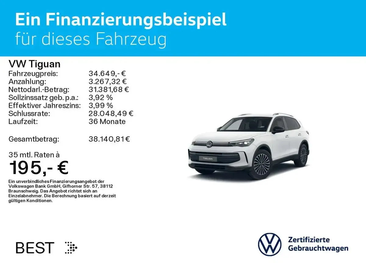 Second-hand VW Tiguan Goal 150 CP (110 kW) 2025 Alb SUV