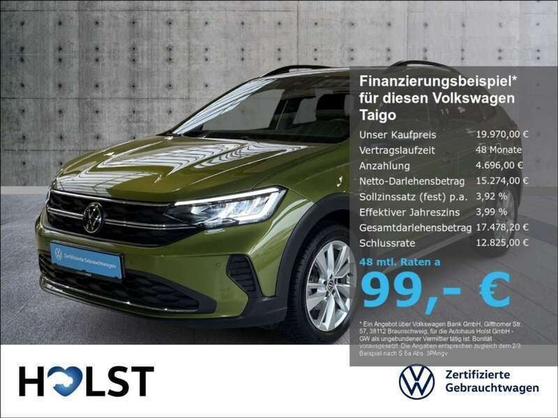 Visual green metallic Gebraucht 2023 VW Taigo IQ Drive SUV | 19.970 € (Fairer Preis) - Bild 1/4