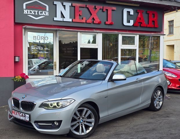 Glaciersilber metallic Gebraucht 2015 BMW 218 Sport Line Cabrio | 16.490 € (Fairer Preis) - Bild 1/4