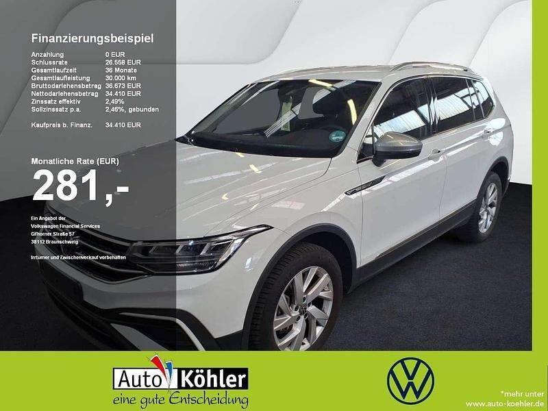 Pure white / titanschwarz Gebraucht 2025 VW Tiguan Allspace Life SUV | 34.410 € (Superpreis) - Bild 1/3