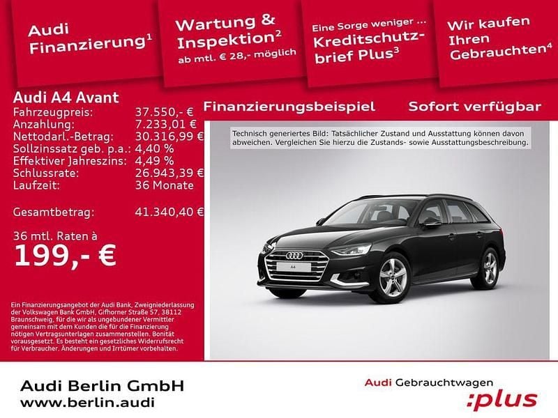 Mythosschwarz metallic Gebraucht 2024 Audi A4 Advanced Plus Kombi | 37.550 € (Fairer Preis) - Bild 1/3