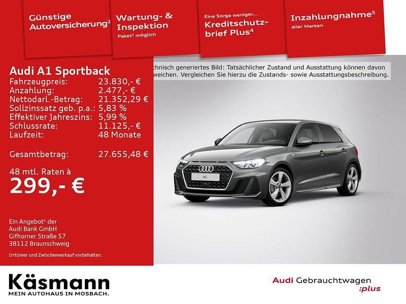 Chronosgrau metallic (metallic) Gebraucht 2023 Audi A1 S-Line Limousine | 23.830 € (Fairer Preis) - Bild 1/4