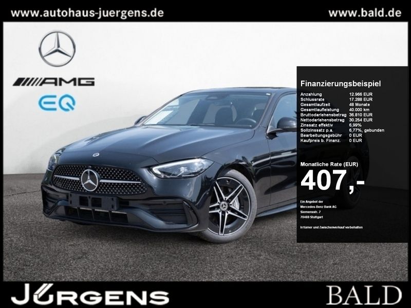 Schwarz obsidianschwarz metallic Gebraucht 2024 Mercedes C180 AMG Limousine | 41.880 € (Etwas zu teuer) - Bild 1/4