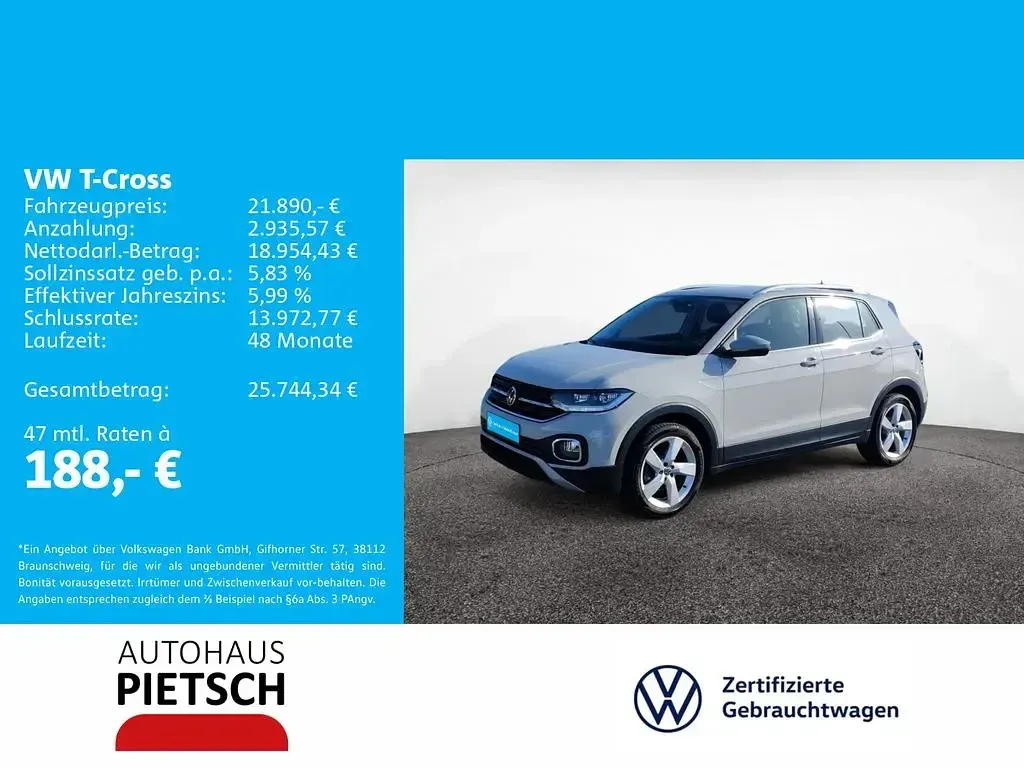 Gebraucht VW T-Cross Style 110 PS (80 kW) 2023 Ascotgrau SUV