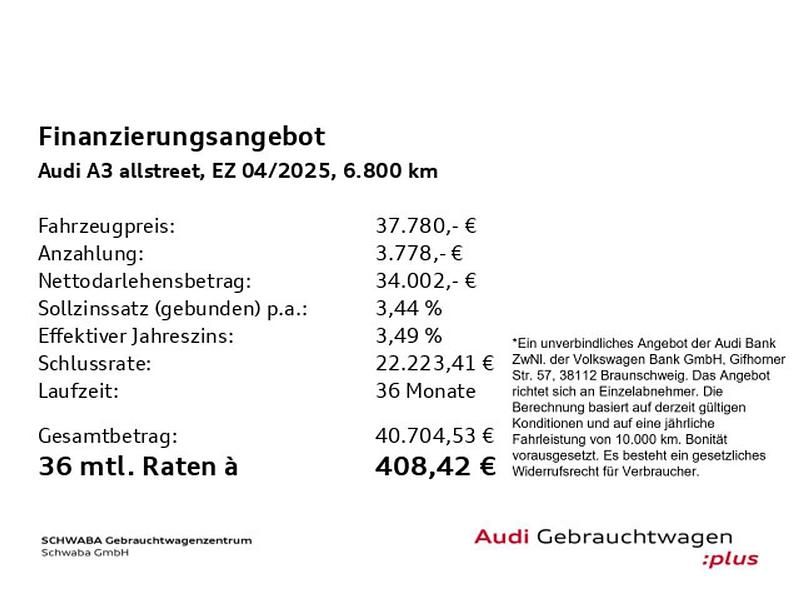 Gebraucht Audi A3 Performance 150 PS (110 kW) 2025 Distriktgrün metallic Limousine