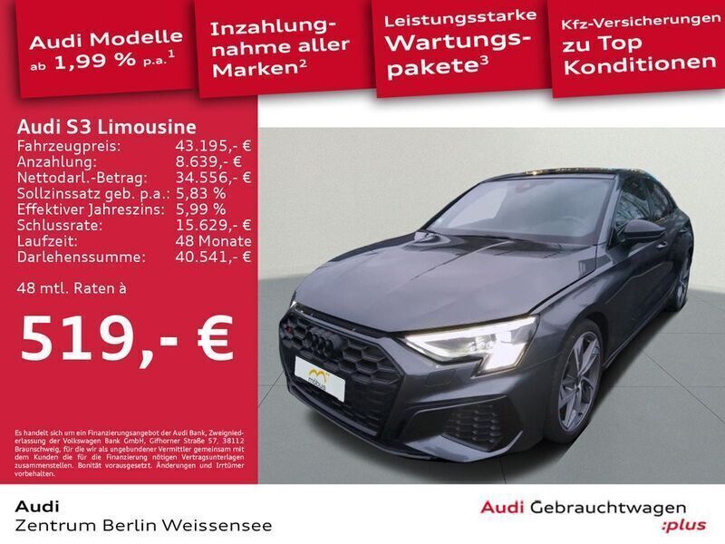 Daytonagrau perleffekt Gebraucht 2023 Audi S3 Ambiente Limousine | 43.195 € (Fairer Preis) - Bild 1/4