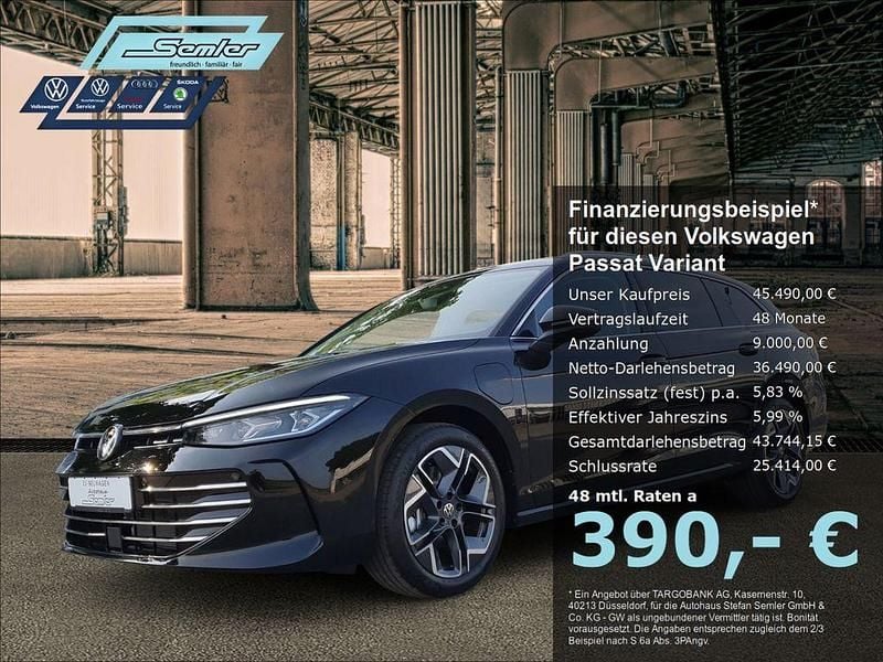 Schwarz Neu 2025 VW Passat Elegance Kombi | 45.490 € (Guter Preis) - Bild 1/4