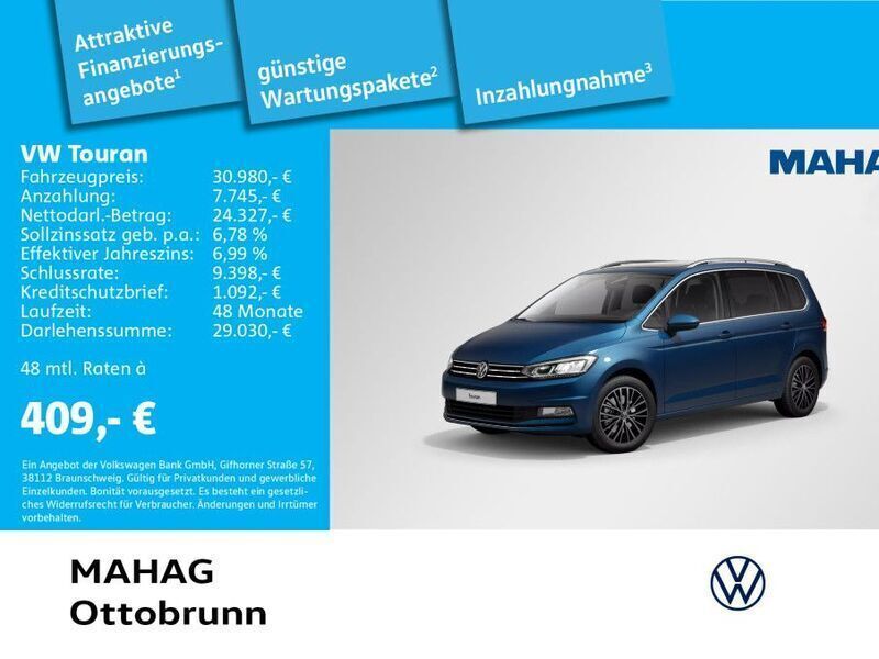 Blau Gebraucht 2021 VW Touran Highline Van / Kleinbus | 30.980 € (Etwas zu teuer) - Bild 1/2