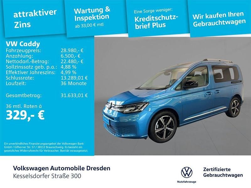 Blau Gebraucht 2022 VW Caddy Style Van / Kleinbus | 28.980 € (Guter Preis) - Bild 1/4