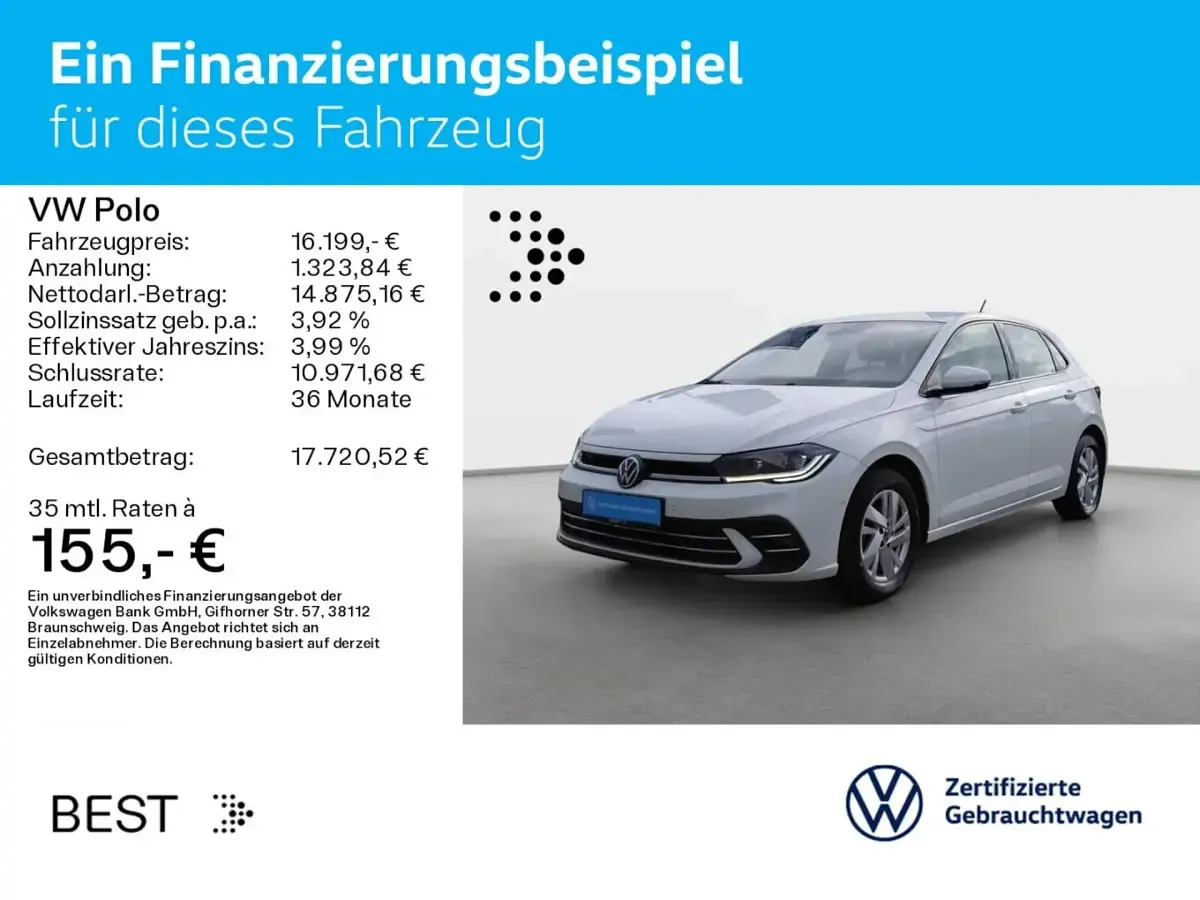 Gebraucht VW Polo Style 95 PS (69 kW) 2022 Weiß Kleinwagen