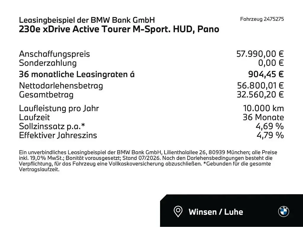 Neu BMW 230e Active Tourer M Sport 326 PS (239 kW) 2026 Grün Van / Kleinbus
