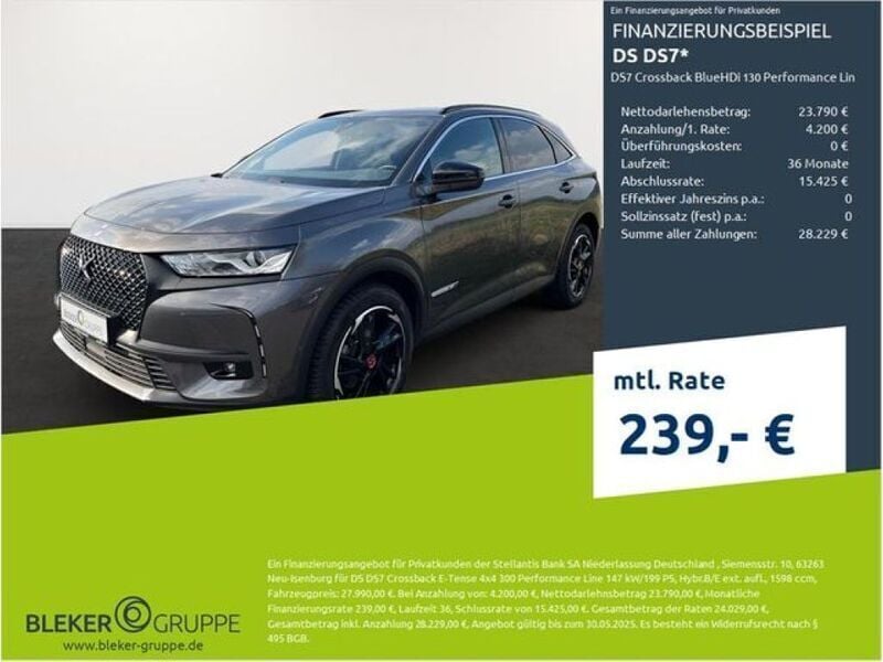 Platinum grau (metallic) Gebraucht 2022 DS Automobiles DS7 Crossback Performance SUV | 26.890 € (Superpreis) - Bild 1/3