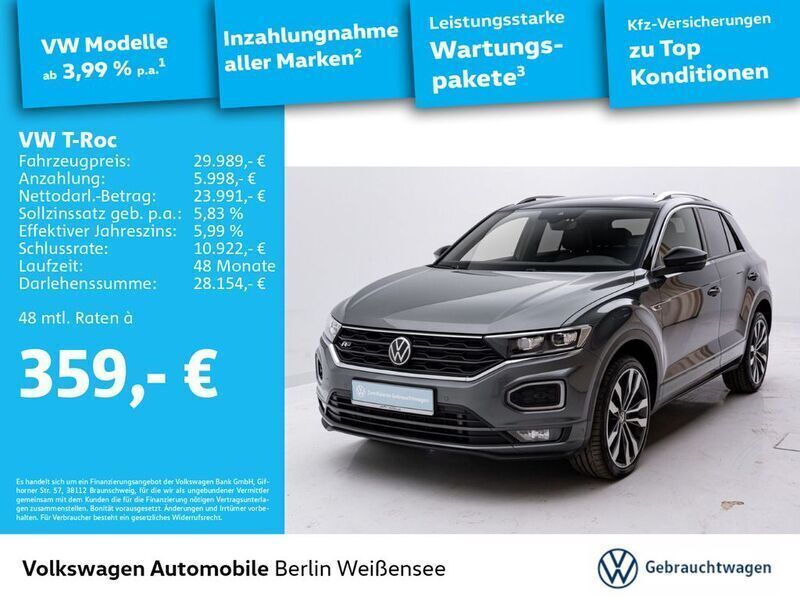 Indiumgrau metallic/schwarz Gebraucht 2022 VW T-Roc Sportline SUV | 29.989 € (Fairer Preis) - Bild 1/2