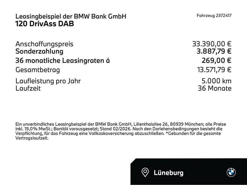 Neu BMW 120 Comfort Edition 156 PS (114 kW) 2026 Schwarz (schwarz) Kleinwagen