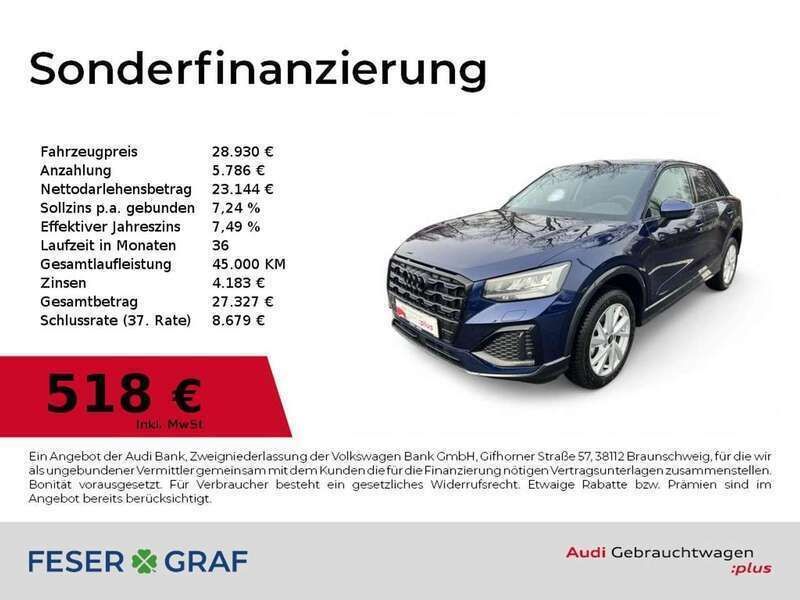 Navarrablau metallic Gebraucht 2024 Audi Q2 Advanced Plus SUV | 28.930 € (Guter Preis) - Bild 1/4