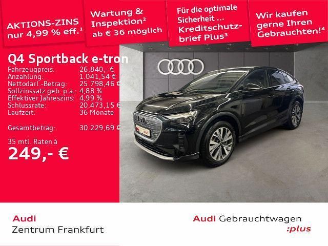 Mythosschwarz metallic/mythoss Gebraucht 2022 Audi Q4 Sportback e-tron Advanced SUV | 26.840 € (Guter Preis) - Bild 1/3