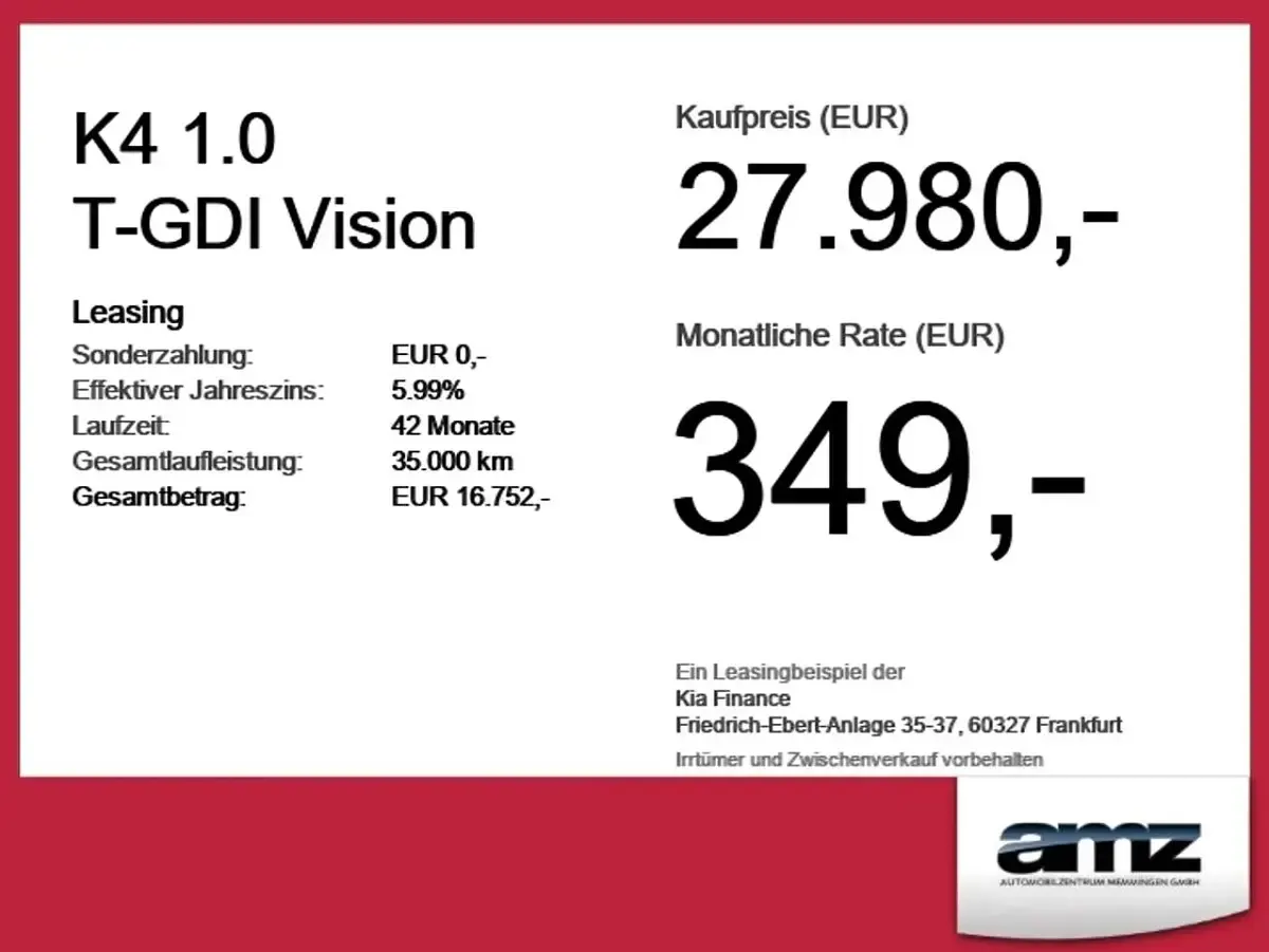 Neu Kia K4 Vision 116 PS (85 kW) 2025 Sparkling gelb metallic Limousine