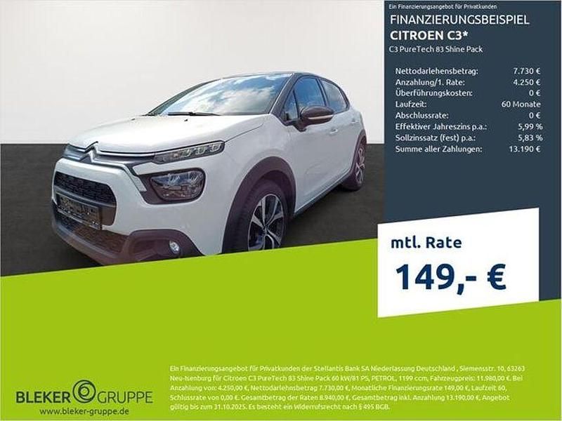 Weiß Gebraucht 2022 Citroën C3 PureTech Kleinwagen | 11.280 € (Guter Preis) - Bild 1/3