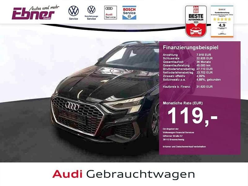 Mythosschwarz metallic Gebraucht 2022 Audi A3 Sportback S-Line Limousine | 31.620 € (Etwas zu teuer) - Bild 1/4