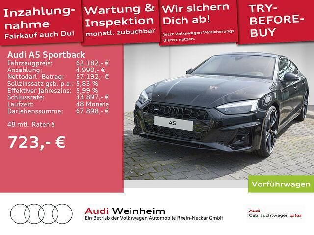 Mythosschwarz metallic Gebraucht 2024 Audi A5 Sportback S-Line Kleinwagen | 59.790 € - Bild 1/2