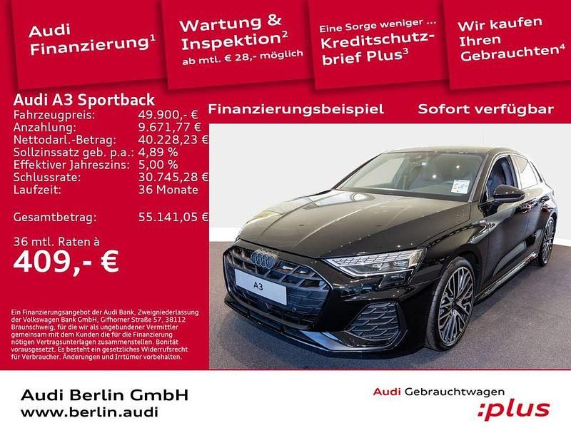 Mythosschwarz metallic Gebraucht 2025 Audi A3 S-Line Limousine | 49.900 € - Bild 1/4