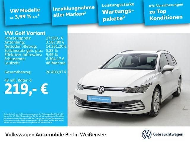 Pure white Gebraucht 2021 VW Golf VIII Life Kombi | 17.939 € (Guter Preis) - Bild 1/4