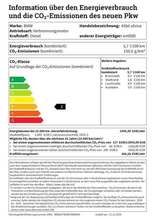 Schwarz Neu 2025 BMW 430 M Sport Coupé | 71.585 € (Teuer) - Bild 1/1