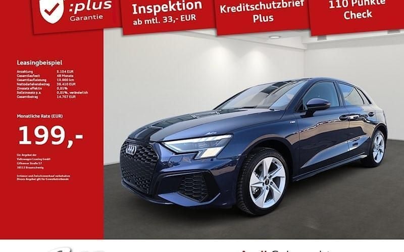 Blau Neu 2025 Audi A3 Sportback S-Line Limousine | 36.410 € (Superpreis) - Bild 1/4