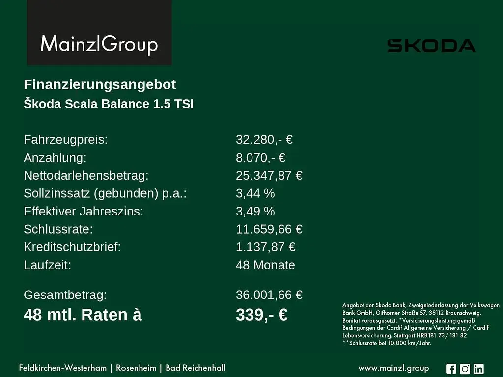 Neu Skoda Scala 150 PS (110 kW) 2026 Grau Kleinwagen