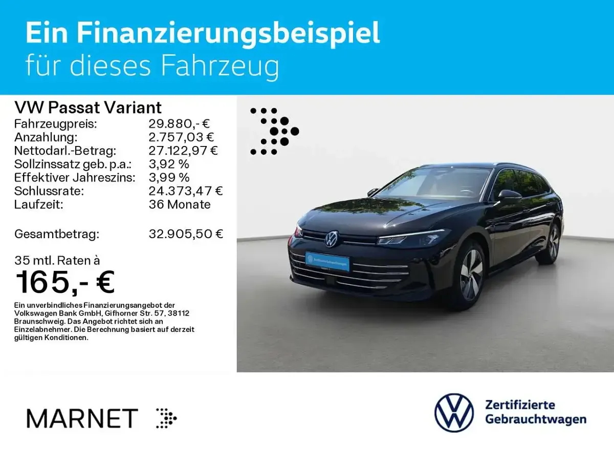 Gebraucht VW Passat Business 150 PS (110 kW) 2025 Grenadillschwarz metallic Kombi