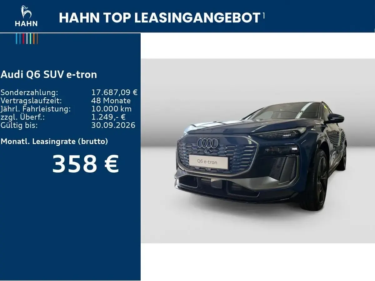 Neu Audi Q6 e-tron Performance 225 kW (306 PS) 2026 Ascariblau metallic SUV