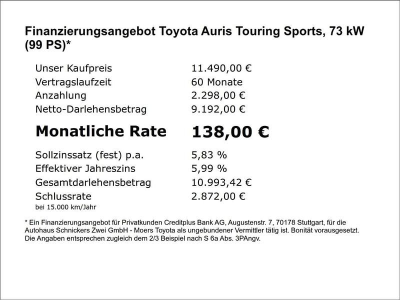 Gebraucht Toyota Auris Basis 99 PS (72 kW) 2016 Mysticschwarz mica Kombi