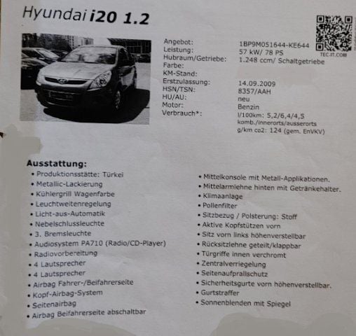 Gebraucht Hyundai i20 Classic 78 PS (57 kW) 2009 Silber metallic Kleinwagen