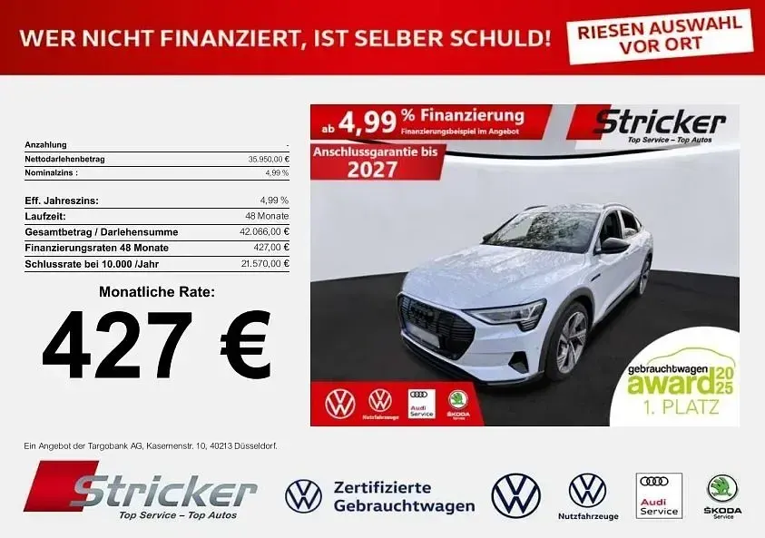 Gebraucht Audi e-tron Sportback S-Line 300 kW (408 PS) 2022 Gletscherweiß metallic SUV