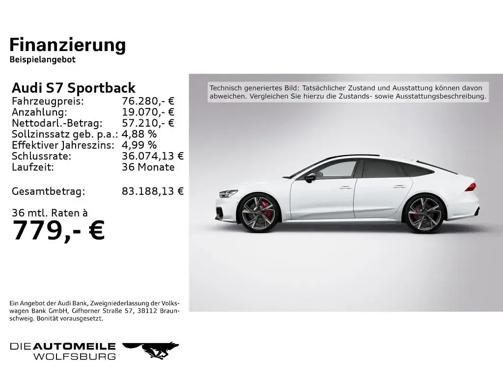 Gebraucht Audi S7 Sportback Ambiente 344 PS (253 kW) 2025 Gletscherweiß metallic (metallic) Kleinwagen