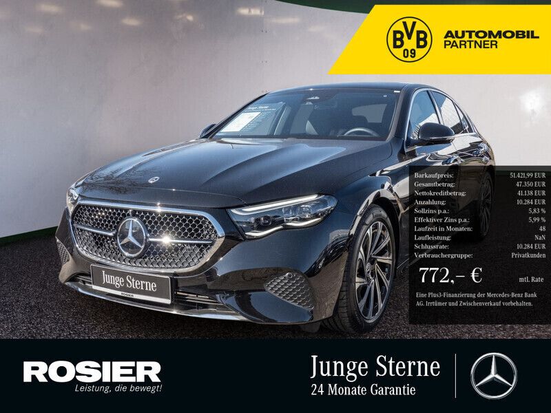 Schwarz / obsidianschwarz (metallic) Gebraucht 2023 Mercedes E220 Avantgarde Limousine | 51.422 € (Fairer Preis) - Bild 1/4