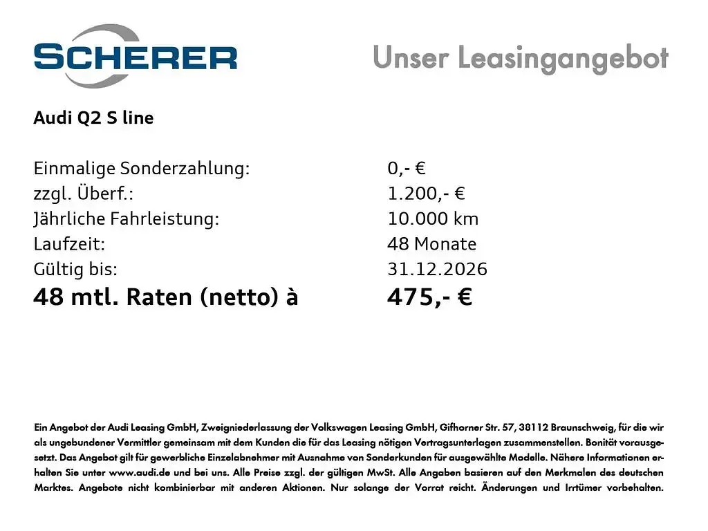 Neu Audi Q2 S-Line 150 PS (110 kW) 2026 Weiß SUV