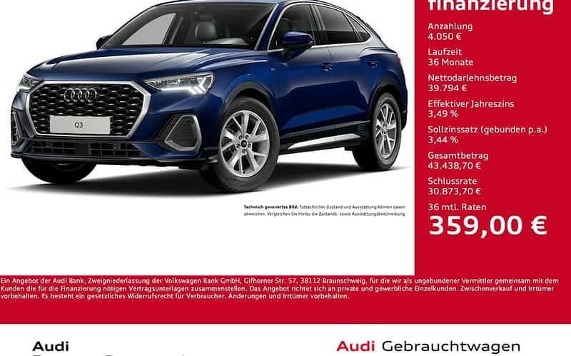Navarrablau metallic Gebraucht 2025 Audi Q3 Sportback S-Line SUV | 43.844 € (Fairer Preis) - Bild 1/4