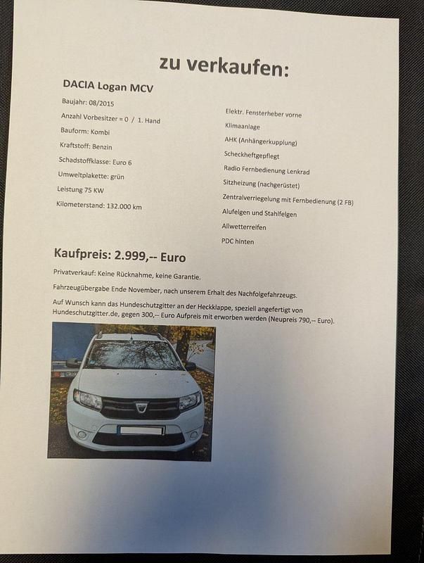 Weiß Gebraucht 2015 Dacia Logan MCV Kombi | 2.999 € (Superpreis) - Bild 1/4