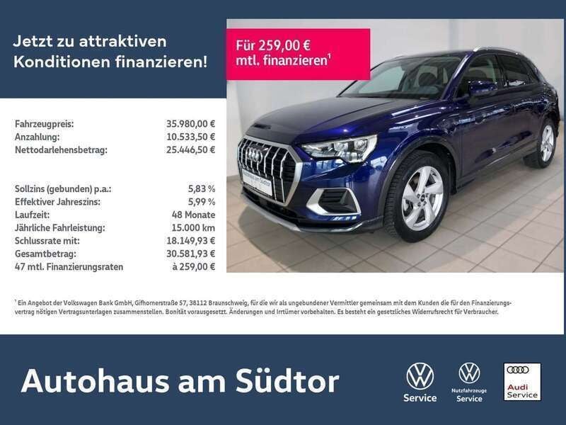Blau Gebraucht 2023 Audi Q3 Advanced Plus SUV | 35.450 € (Guter Preis) - Bild 1/4