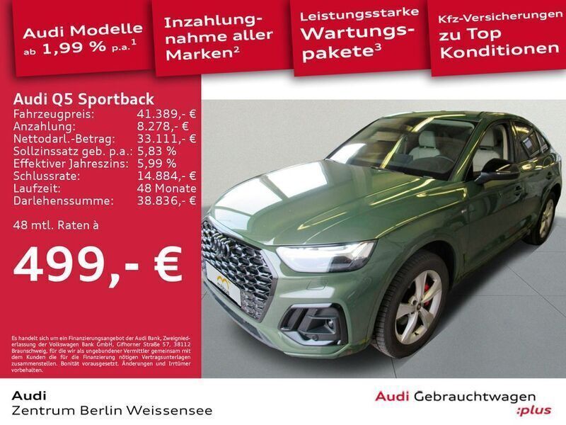 Distriktgrün metallic Gebraucht 2022 Audi Q5 Sportback Ambiente SUV | 41.389 € (Guter Preis) - Bild 1/4