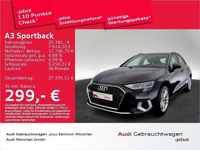 Mythosschwarz metallic Gebraucht 2022 Audi A3 Sportback e-tron Advanced Plus Limousine | 25.381 € (Fairer Preis) - Bild 1/2