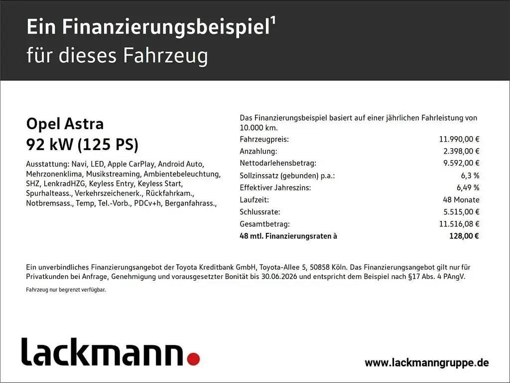 Gebraucht Opel Astra 125 PS (91 kW) 2018 Schwarz Kombi