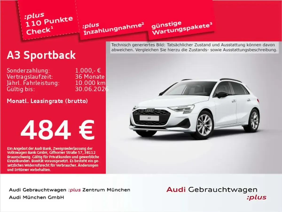 Second-hand Audi A3 Advanced 204 CP (150 kW) 2026 Alb Berlinǎ