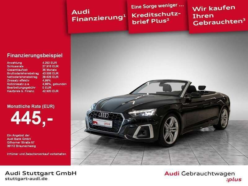 Mythosschwarz metallic Gebraucht 2022 Audi A5 Cabriolet S-Line Cabrio | 44.940 € (Fairer Preis) - Bild 1/2