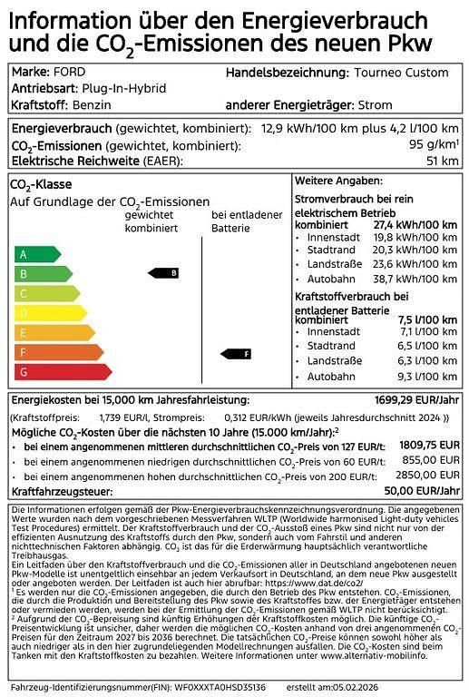 Neu Ford Tourneo Titanium 232 PS (170 kW) 2026 Grau Van / Kleinbus